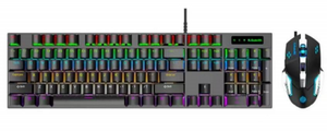 Crenet KM600 RGB Gaming Keyboard and Mouse Combo,Wired Mechanical Feel with 104 Keys USB